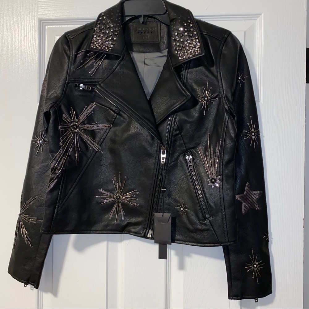 NWT BlankNYC Embellished Faux Leather Moto Jacket - Picture 5 of 8